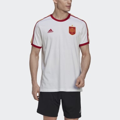 Men Football White Spain 3-Stripes Tee