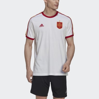 Männer Fußball Spanien 3-Streifen T-Shirt Weiß