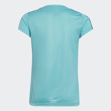 Girls Gym & Training Turquoise 3-STRIPES TEE