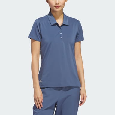 Women Golf Blue Ultimate365 Solid Short Sleeve Polo Shirt