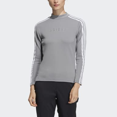 Women Golf Grey AEROREADY 3-Stripes Mock Neck Long Sleeve Shirt