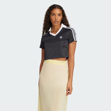 Polo court col en V jacquard Adicolor Football