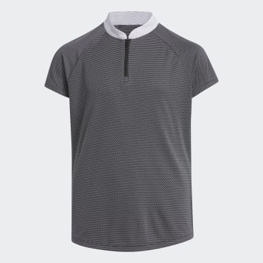 Mädchen Golf Micro Dot Zip Kids Poloshirt Schwarz