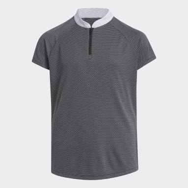 Girls Golf Black Micro Dot Zip Polo Shirt Kids