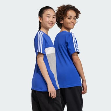 Tiberio 3-Stripes Colorblock Cotton T-skjorte, barn Blå