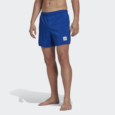 Men Swimming Blue Short Length Solid Swim Shorts