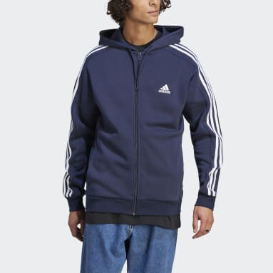 adidas Men's Essentials Fleece 3-Stripes Full-Zip Hoodie, Medium