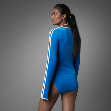 Dames Originals blauw Adicolor Heritage Now Bodysuit met Lange Mouwen