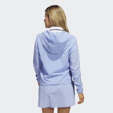 Sweat-shirt à capuche de golf à zip 1/4 Seersucker Bleu Femmes Golf