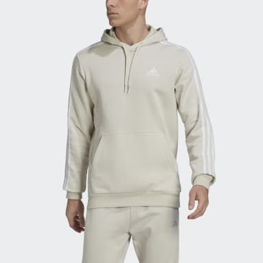 Mænd Sportswear Beige Essentials Fleece 3-Stripes hættetrøje
