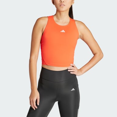 Canotta Branded Mesh Crop Rosso Donna Fitness & Training