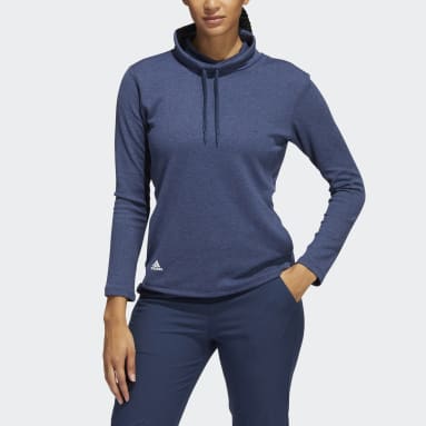 Women Golf Blue Mélange High Mock Pullover