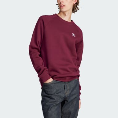 Mænd Originals Burgundy Trefoil Essentials Crewneck sweatshirt