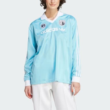 adidas T-shirt manches longues Football Turquoise Femmes Originals