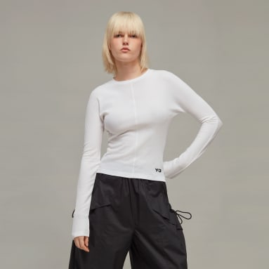 Women y_3 White FITTED LS TEE