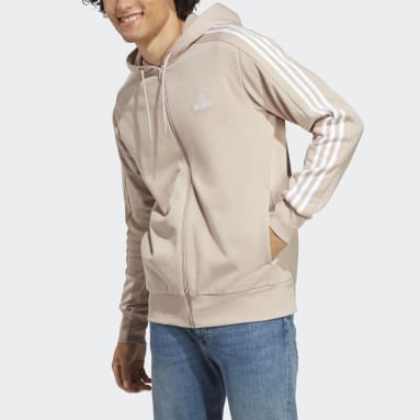 Essentials French Terry 3-Stripes Full-Zip Hettegenser Brun
