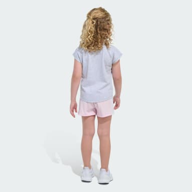 Two-Piece Short Sleeve Graphic Heather Tee and Mesh Shorts Set