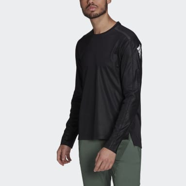 T-shirt à manches longues Workout PU-Coated Noir Hommes Haltérophilie
