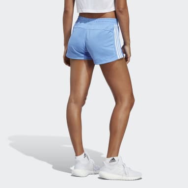 Women Gym & Training Blue Pacer 3-Stripes Knit Shorts