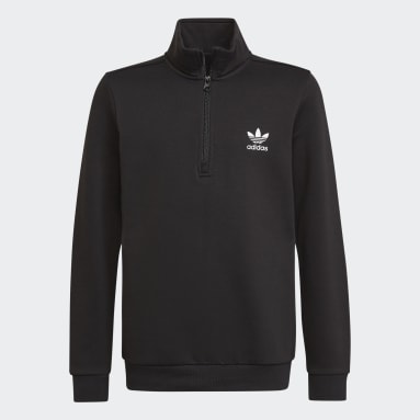 키즈 Lifestyle Black 아디컬러 하프집 스웨트셔츠