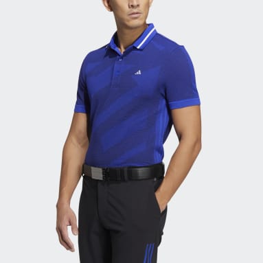 Men Golf Blue Statement PRIMEKNIT Seamless Polo Shirt