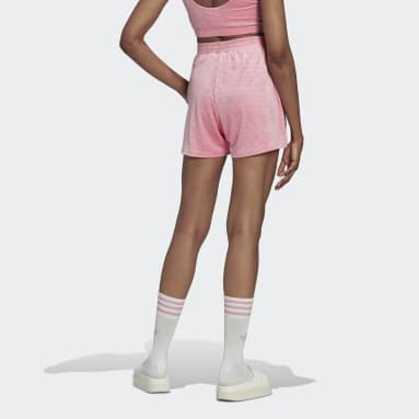 Women Lifestyle Pink Velvet Shorts
