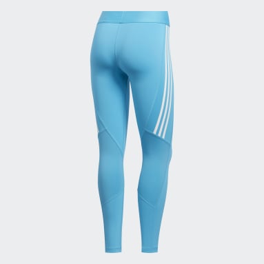 Women Training Turquoise Alphaskin 3-Stripes Long Tights