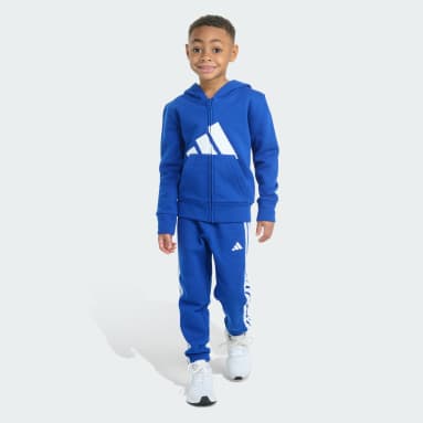 2-Piece Long Sleeve Essential Big Logo Fleece Jacket & Jogger Set