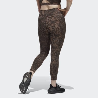 Optime Stash Pocket Training Animal Print 7/8 Tights Brun