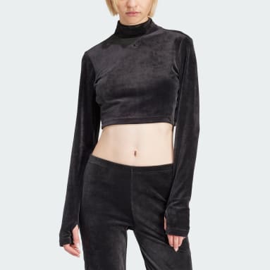 Fitted Square-neck Crop Top Black Adidas - Women