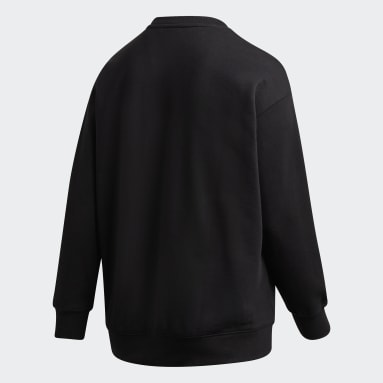 Women Originals Black Trefoil Crew Sweatshirt (Plus Size)