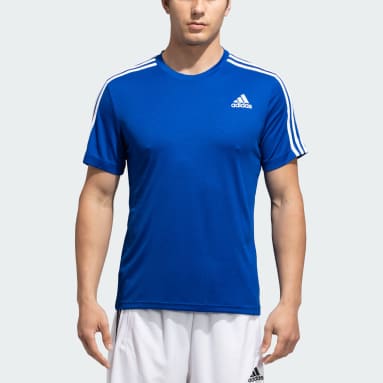 Men Training Blue SPORTY MEN ROUND NECK  3-STRIPES TEE