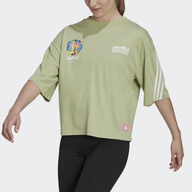Women Running Green Sportswear Future Icons 3-Stripes Tee