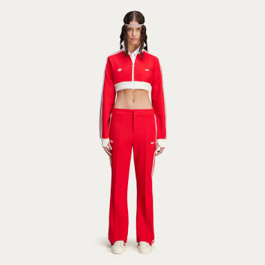 Women's red adidas tracksuit bottoms discount