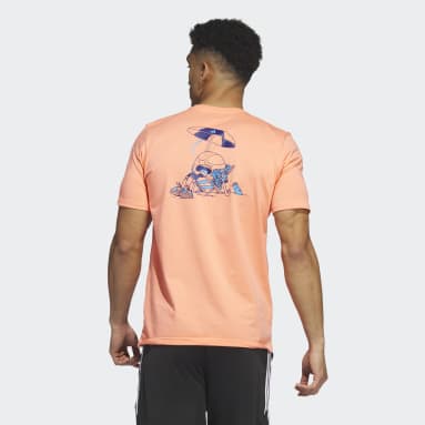 T-shirt de basketball graphique à manches courtes Lil Stripe Spring Break Orange Hommes Basketball