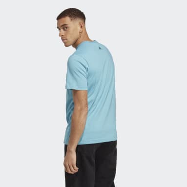 Camiseta Essentials Logo Lineal Bordado Tejido Jersey Azul Hombre Sportswear