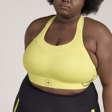 Women Gym & Training Yellow adidas by Stella McCartney TruePace High Support Sports Bra- Plus Size
