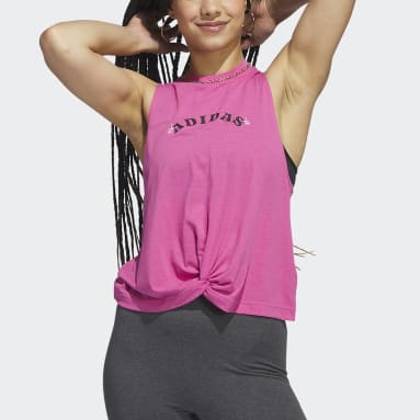 Women Sportswear Pink Bloom Knotted Tank Top