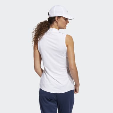 Polo sans manches Herringbone Stripe Bleu Femmes Golf
