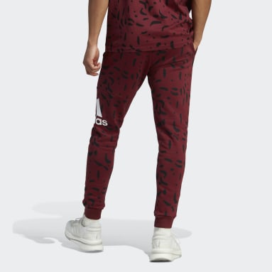 Pants Essentials Logo Estampado Pierna Cónica Puño Ajustado Granate Hombre Sportswear