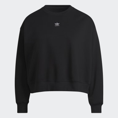 Women Originals Black Adicolor Essentials Crew Sweatshirt (Plus Size)