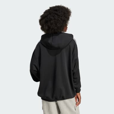 Sudadera con capucha Adicolor Oversized 3 bandas Negro Mujer Originals