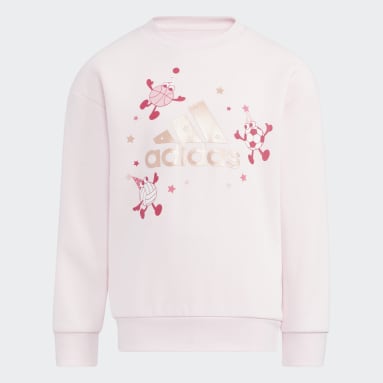 Children 4-8 Years Sportswear Pink Holiday Graphics Fleece Crew Set