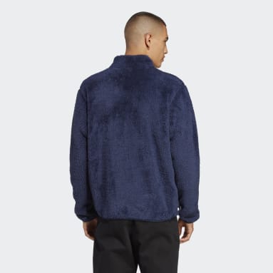 Mænd Originals Blå Essentials+ Fluffy Fleece træningsjakke