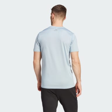Camiseta Run Icons 3 Rayas Logo Azul Hombre Running