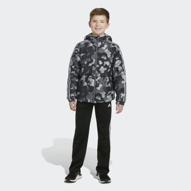 Youth 8-16 Years Training Black Camo Allover Print Puffer Jacket