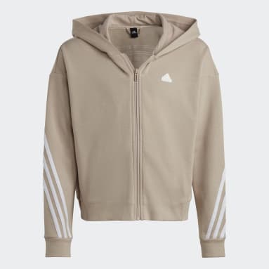 Mädchen Sportswear Future Icons 3-Streifen Kapuzenjacke Braun