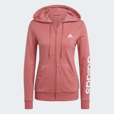 Hoodie Essentials Logo Full-Zip Rosa Donna Sportswear