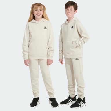 Youth Training Beige Two-Piece Long Sleeve Hooded Pullover & Elastic Waistband Jogger Set