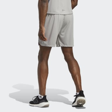 Men Training Grey Workout PU Print Shorts